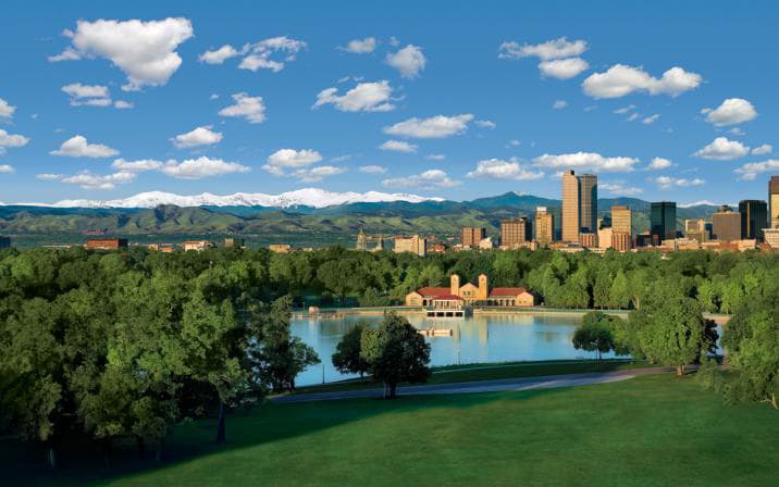 Denver skyline from City Park (courtesy of VISIT DENVER)