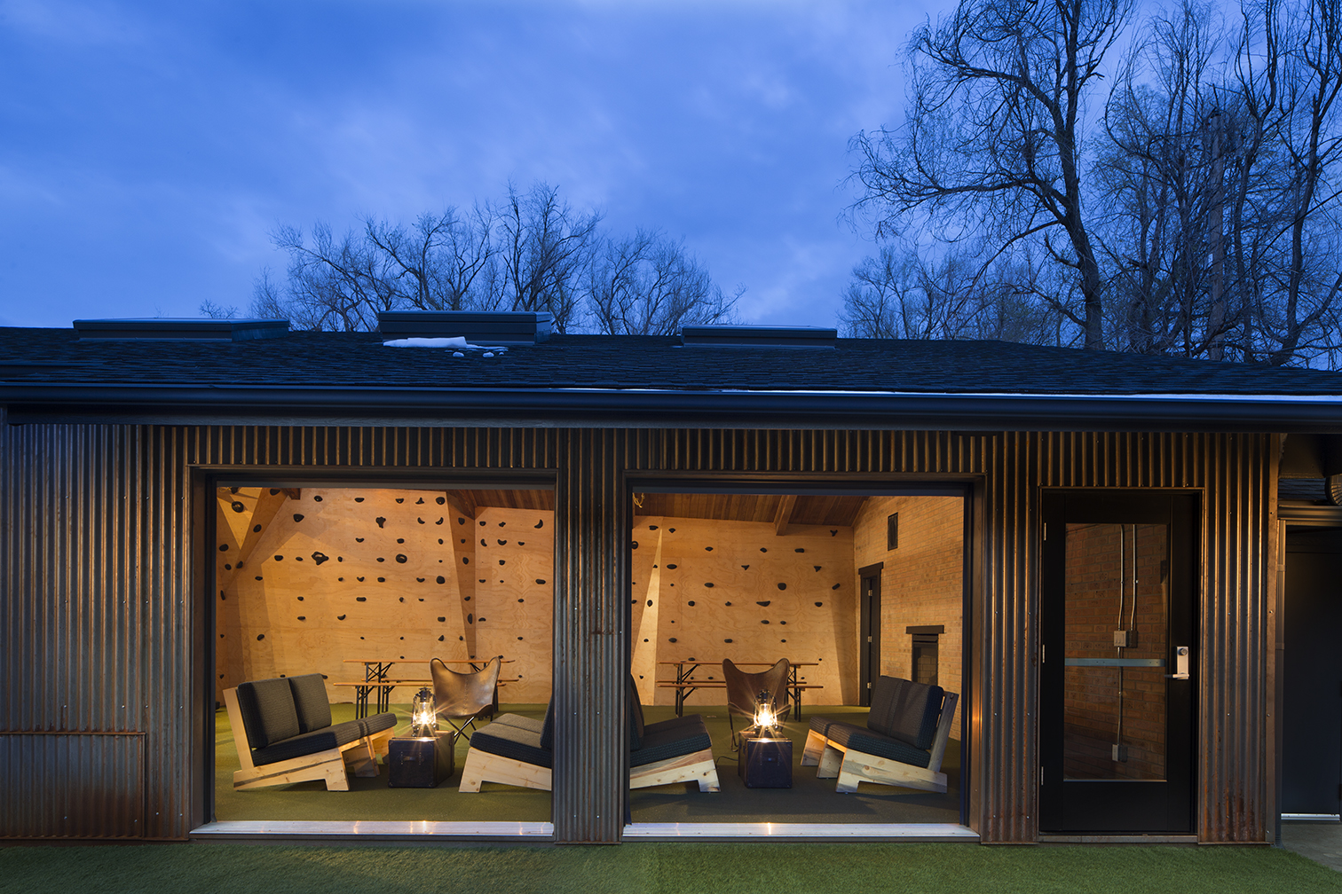 indoor outdoor lounge and climbing area photo