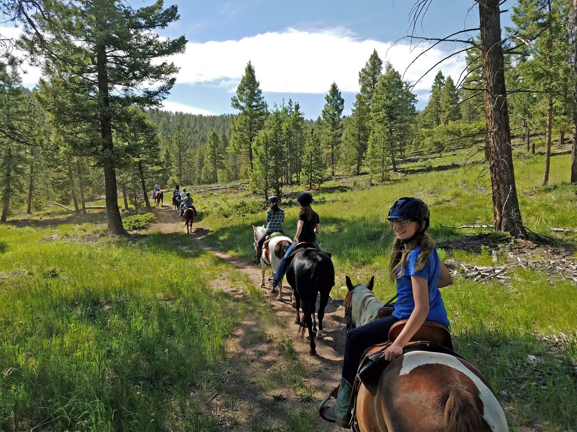 riders on meadow trail photo
